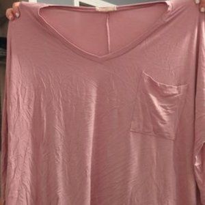 Zenana XL Women's Oversized Sleeve Pocket Tee pink
